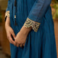Classy teal blue chanderi Co ord set with lace detaling