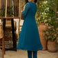 Exclusive turquoise georgette front pleated Co ord set with gold sequence work