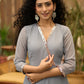 Beautiful grey georgette anarkali kurta embellished with silver sequence & matching pants - Dupatta Optional