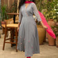 Beautiful grey georgette anarkali kurta embellished with silver sequence & matching pants - Dupatta Optional