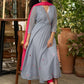 Beautiful grey georgette anarkali kurta embellished with silver sequence & matching pants - Dupatta Optional