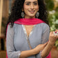 Beautiful grey georgette anarkali kurta embellished with silver sequence & matching pants - Dupatta Optional