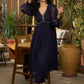 Elegant navy blue georgette Co Ord set with gold embroidery