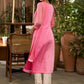Pretty pink self embroidered kurta with matching pant - Net dupatta Optional