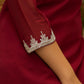 Graceful maroon georgette Co ord set with silver stone embellishment