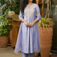Light blue cotton silk Co ord set with stylish criss cross yoke - Dupatta Optional