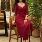 Graceful maroon georgette Co ord set with silver stone embellishment