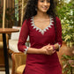 Graceful maroon georgette Co ord set with silver stone embellishment