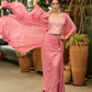 Exclusive Foxy pink draped skirt with banarasi top & Shrug