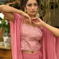 Exclusive Foxy pink draped skirt with banarasi top & Shrug