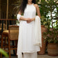 Stylish White halter Co ord set with pearl embroidery - Dupatta Optional