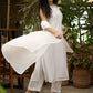 Stylish White halter Co ord set with pearl embroidery - Dupatta Optional