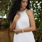 Stylish White halter Co ord set with pearl embroidery - Dupatta Optional