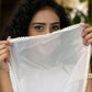 Stylish White halter Co ord set with pearl embroidery - Dupatta Optional