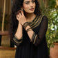 Elegant black georgette Co ord set with gold sequence yoke