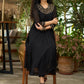 Elegant black georgette Co ord set with gold sequence yoke