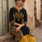Regal Black Cotton Kurta with Statement Gold Paisley Embroidered Neckline & Kalamkari Panel & Cuff Detail