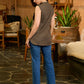 Dusky Clay Sleeveless Cotton Top with Frilled Yoke and Hand Kantha Embroidery