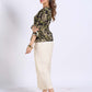 Chic Black Floral Print Cotton Bell Sleeve Top with Tie-Up Neckline & Crochet Lace Trim