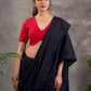 Blouse en soie et coton rouge avec broderies zari dorées et décolleté en V profond