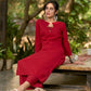 Deep Maroon Cotton Kurta with Subtle Front Button Detail