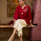 Maroon Cotton Pleated Top Featuring Ajrakh Striped Collar And Hem Accented With Pichwai Hand Painting