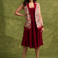 Elegant Fusion Of Ivory & Maroon , Self Embroidered Sleeveless Jacket With Silk Collar    Dress Optional
