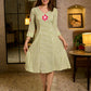 Ivory & Olive Hand Block Printed Rayon Panel Dress with Floral Placement Motif