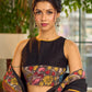 Elegant Black Cotton Saree with Ajrakh Print & Kalamkari Painted Border