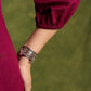 Wine Frill Dress. Elegant Wine Cotton Dress With Ruffled Hem Detailing