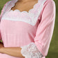 Subtle Baby Pink Cotton Kurta Embellished With Laces  - Pant Optional
