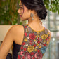 Elegant Black Cotton Saree with Ajrakh Print & Kalamkari Painted Border