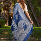 Artisan Blue Pure Silk Saree featuring Bold Hand Batik Work