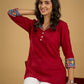 Cotton lapel collar top with stunning Madhubani hand-painted detail