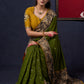 Regal Moss Green Cotton Saree with Kalamkari Border Highlighted with Abla work & Zari