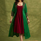 Hand Crafted Emerald Green Cotton Shrug With Vibrant Maroon Appliqué Accents   Dress Optional