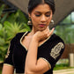 Contemporary Beige Chanderi Silk Saree with Black-Gold Woven Border & Embroidered Pallu