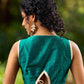 Classic Rama Green Sleeveless V Neck Cotton Silk Blouse