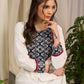 Elegant ivory dress featuring bold block print artistry with geometric charm