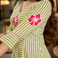 Ivory & Olive Hand Block Printed Rayon Panel Dress with Floral Placement Motif