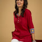 Cotton lapel collar top with stunning Madhubani hand-painted detail