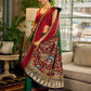 Classic Bottle Green Cotton Saree with Contrast Maroon Border & Hand Painted Pen Kalamkari Pallu