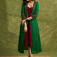 Hand Crafted Emerald Green Cotton Shrug With Vibrant Maroon Appliqué Accents   Dress Optional