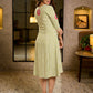 Ivory & Olive Hand Block Printed Rayon Panel Dress with Floral Placement Motif