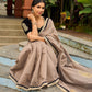 Contemporary Beige Chanderi Silk Saree with Black-Gold Woven Border & Embroidered Pallu