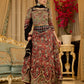 Contemporary folkloric ensemble featuring a petal cut block printed lehenga with mirror work accents  - Embroidered Dupatta Optional