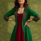Hand Crafted Emerald Green Cotton Shrug With Vibrant Maroon Appliqué Accents   Dress Optional