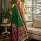 Classic Bottle Green Cotton Saree with Contrast Maroon Border & Hand Painted Pen Kalamkari Pallu