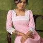 Subtle Baby Pink Cotton Kurta Embellished With Laces  - Pant Optional