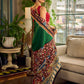 Classic Bottle Green Cotton Saree with Contrast Maroon Border & Hand Painted Pen Kalamkari Pallu